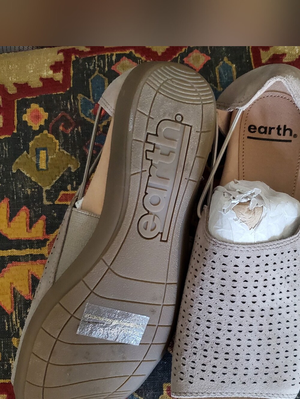 NEW Earth Tan Laser Cut Leather Sandal Sz 7.5 - Picture 2 of 5